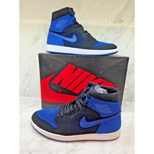 Nike Air Jordan 1 Retro High Flyknit Royal Blue Black 919704 006 Men's 13 OG Box
